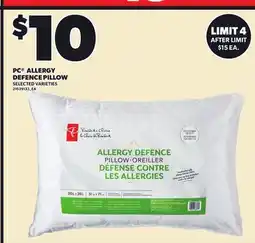 Loblaws PC ALLERGY DEFENCE PILLOW offer