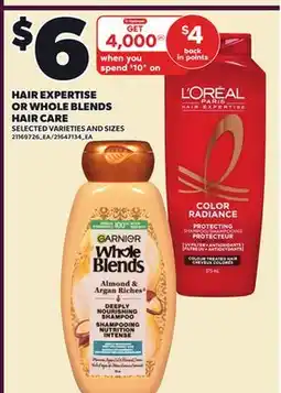 Loblaws HAIR EXPERTISE OR WHOLE BLENDS HAIR CARE offer