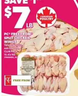 Loblaws PC FREE FROM SPLIT CHICKEN WINGS offer