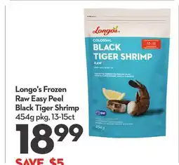 Longo's Frozen Raw Easy Peel Black Tiger Shrimp offer