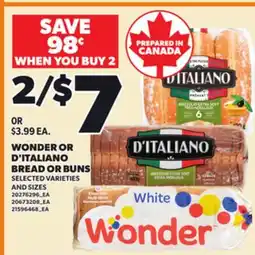 Loblaws WONDER OR D'ITALIANO BREAD OR BUNS offer