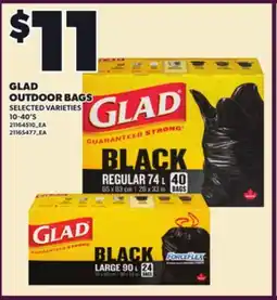 Loblaws GLAD OUTDOOR BAGS, 10-40'S offer