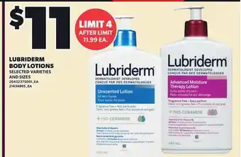 Loblaws LUBRIDERM BODY LOTIONS offer