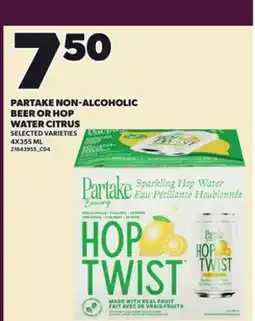 Loblaws PARTAKE NON-ALCOHOLIC BEER OR HOP WATER CITRUS, 4X355 ML offer