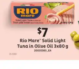 Loblaws RIO MARE SOLID LIGHT TUNA IN OLIVE OIL, 3X80G offer