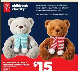 Loblaws 16 PRESIDENT'S CHOICE CHILDREN'S CHARITY BEAR offer