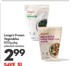 Longo's Frozen Vegetables offer