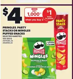 Loblaws PRINGLES, PARTY STACKS OR MINGLES PUFFED SNACKS, 155-203 G offer