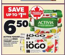 Loblaws ACTIVIA YOGURT 12X100 G OR iÖGO YOGURT 16X100 offer