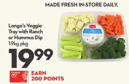 Longo's Longo's Veggie Tray with Ranch or Hummus Dip offer