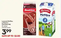 Longo's Lactantia PūrFiltre or Beatrice Chocolate Milk offer