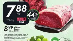 Sobeys Fresh Boneless Cross Rib Pot Roast or Family Size Steak offer