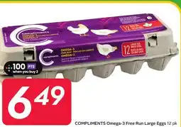 Sobeys COMPLIMENTS Omega-3 Free Run Large Eggs offer