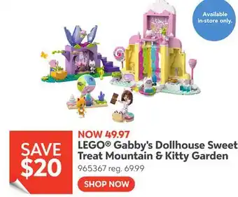 Toys R us Lego Gabby's Dollhouse Sweet Treat Mountain & Kitty Garden offer