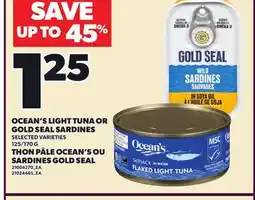 Independent Grocer OCEAN'S LIGHT TUNA OR GOLD SEAL SARDINES, 125/170 G offer