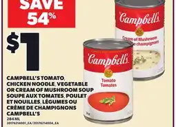 Independent Grocer CAMPBELL'S TOMATO, CHICKEN NOODLE, VEGETABLE OR CREAM OF MUSHROOM SOUP, 284 ML offer