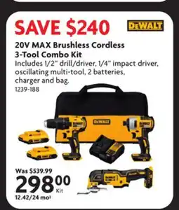 Home Hardware 20V MAX Brushless Cordless 3-Tool Combo Kit offer