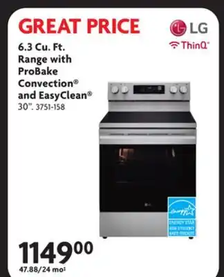 Home Hardware 6.3 Cu. Ft. Range with ProBake Convection and EasyClean offer
