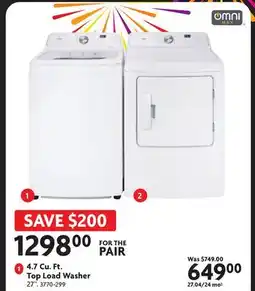 Home Hardware 4.7 Cu. Ft. Top Load Washer offer