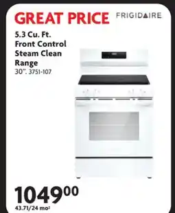 Home Hardware 5.3 Cu. Ft. Front Control Steam Clean Range offer