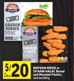 Foodland WATSON RIDGE or TA'AAM HALAL Boxed and Breaded Poultry offer