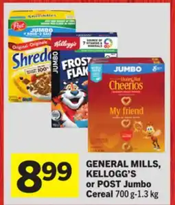 Foodland GENERAL MILLS, KELLOGG'S or POST Jumbo Cereal offer