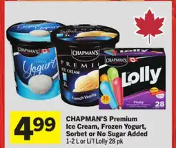 Foodland CHAPMAN'S Premium Ice Cream, Frozen Yogurt, Sorbet Sugar or No Added offer