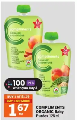 Foodland COMPLIMENTS ORGANIC Baby Purées offer