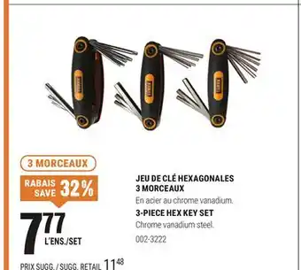 BMR JEU DE CLÉ HEXAGONALES 3 MORCEAUX offer