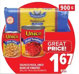 Metro ITALPASTA PASTA, UNICO BEANS OR TOMATOES offer