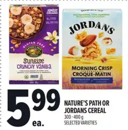 Metro NATURE'S PATH OR JORDANS CEREAL offer