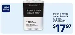 Walmart Black & White paper towels offer