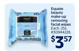 Walmart Equate beauty make-up removing facial wipes offer
