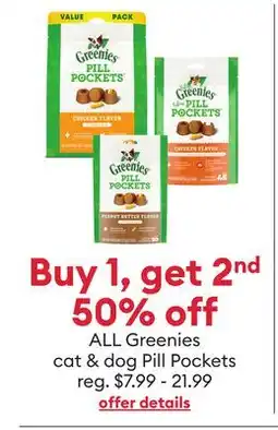 Petsmart ALL Greenies cat & dog Pill Pockets offer