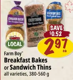 Farm Boy Farm Boy Breakfast Bakes or Sandwich Thins all varieties, 380-560 g offer