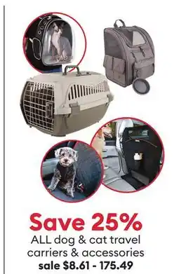 Petsmart Save 25% ALL dog & cat travel carriers & accessories offer