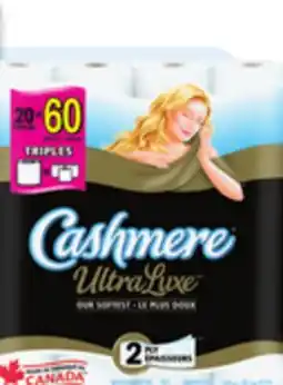 Walmart Cashmere bathroom tissue 30 = 62, 253 sheets per roll or UltraLuxe 20 = 60, 198 sheets per roll offer