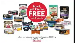 Petsmart select cat food, cans, cups and pouches offer
