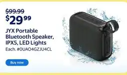 Walmart JYX Portable Bluetooth Speaker, IPX5, LED Lights offer