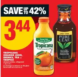 No Frills TROPICANA ORANGE JUICE, DRINKS, TEA or TROPICS, 1.36-1.75 L offer