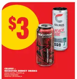 No Frills CELSIUS or ROCKSTAR ENERGY DRINKS, 355/473 mL offer