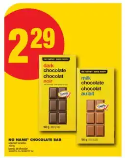 No Frills NO NAME CHOCOLATE BAR, 100 g offer
