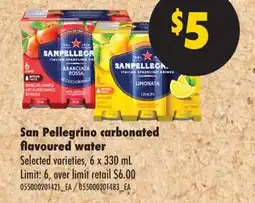 No Frills SAN PELLEGRINO CARBONATED FLAVOURED WATER, 6 X 330 ML offer