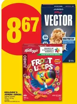 No Frills KELLOGG'S JUMBO CEREAL, 700 g-1.05 kg offer