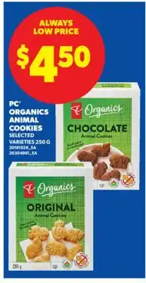 Real Canadian Superstore PC ORGANICS ANIMAL COOKIES, 250 G offer
