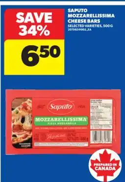 Real Canadian Superstore SAPUTO MOZZARELLISSIMA CHEESE BARS, 500 G offer
