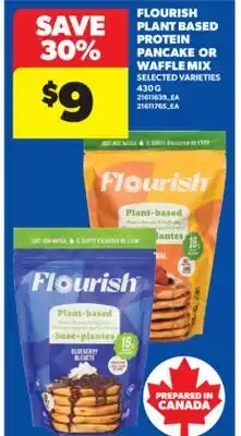 Real Canadian Superstore FLOURISH PLANT BASED PROTEIN PANCAKE OR WAFFLE MIX, 430 G offer