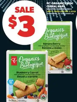Real Canadian Superstore PC ORGANICS MINI CEREAL BARS, 160 G offer