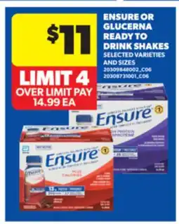 Real Canadian Superstore ENSURE OR GLUCERNA READY TO DRINK SHAKES offer