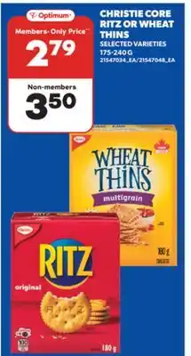 Real Canadian Superstore CHRISTIE CORE RITZ OR WHEAT THINS, 175-240 G offer
